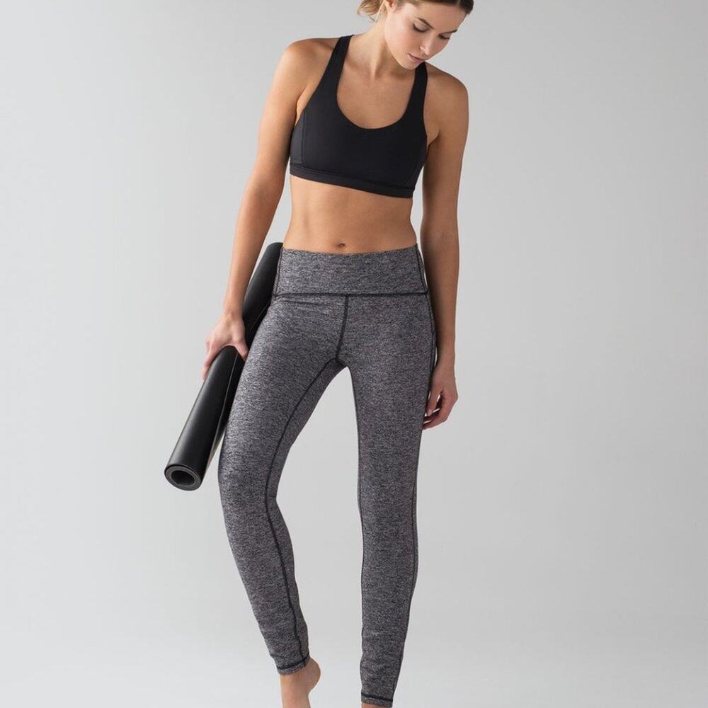 Lululemon Out To Lunge Untight Tight SIZE 4 Heathered Black Luon Yoga Pants